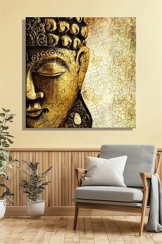 Karetekli Kanvas Duvar Tablosu Modern Salon Mutfak Yatak Odası Ofis Vintage Buddha