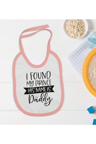 Bk Kids His Name İs Daddy Tasarımlı Pembe Bebek Mama Önlüğü Pembe