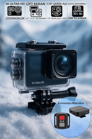 Mioji Action 12 Pro 5k 30fps 24mp Çift Ekran Wifi 170 Aksiyon Kamerası Siyah Mioji Action 12 Pro 5k 30fps 24mp Çift Ekran Wifi 170 Aksiyon Kamerası Siyah