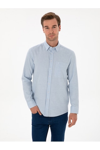 Cacharel Açık Mavi Slim Fit % 100 Pamuk Gömlek Denım