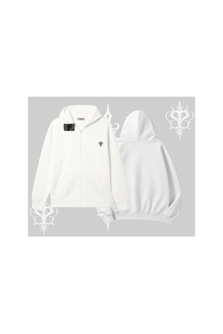 Tarzsokak Beyaz Hırka Sweatshirt Özel Logolu