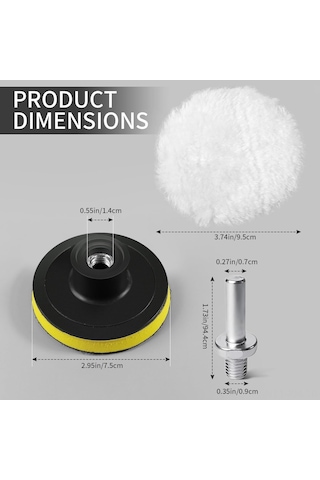 Ximistore9 3 İnç 7 Parça Yün Cila Disk Seti - Otomobil Cila/waxlama İçin - M10 Matkap Adaptörü Dahil