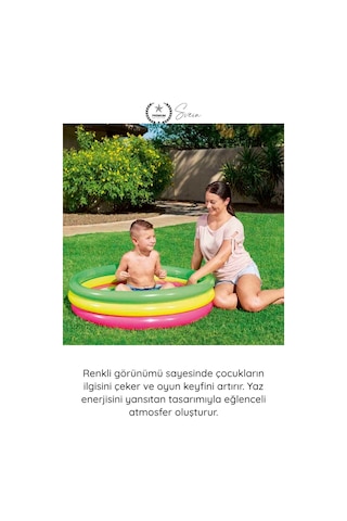 Şişmehavuz 3 Halka Renkli Yuvarlak Havuz Şişme Çocuk Havuzu Balkon Bahçe Teras Kullanımına Uygun Da Diğer