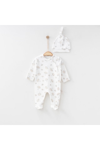 O'baby Mantar Baskılı Tulum Kız Ve Erkek 0/3/6Ay Patikli Bebek Tulum %10