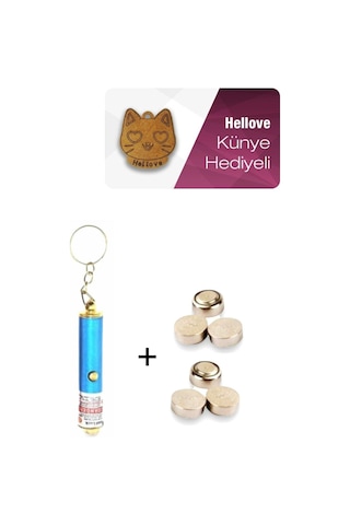 Kedi Oyuncağı Lazer + 6 Adet Pil + Hellove Kedi Künyesi Diğer