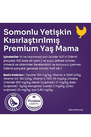 Spelly Premium Somonlu Kısırlaştırılmış Yetişkin Kedi Konservesi 24 x 85  G