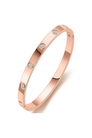 Gül Altın Paslanmaz Çelik Bilezik Solmayan Kadın Bileklik Takı