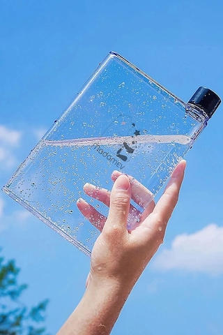Tilbe Home A5 Bottle Motivasyon Su Matarası Şeffaf Notebook Taşınabilir Sporcu Suluk Su Şişesi 350ml ŞEFFAF