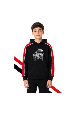Beşiktaş Çocuk Kapüşonlu Sweatshırt Uv Kutu Siyah Uv