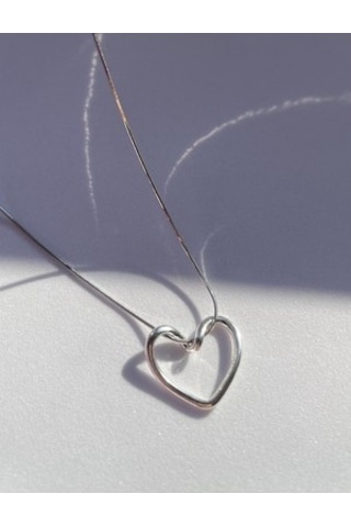 Stainless Steel Çelik Kolye Sade Kalp Gümüş