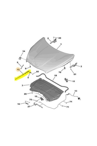 Peugeot 508 Ön Kaput Amortisör 2010-2018 792529 09010426 1.6 Vtı, 1.6 Hdı, 2.2 Hdı, 2.0 Hdı, 1.6 L Thp