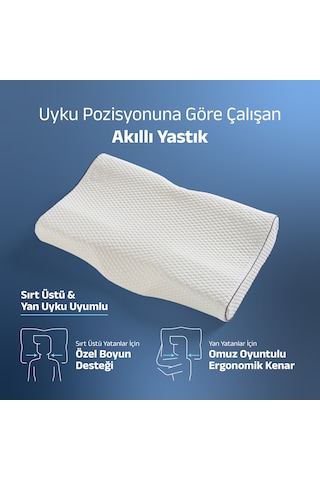Dualsupport Amerikan Model Visco Boyun Yastığı Sırt Üstü & Yan Yatanlar İçin Omuz Oyuntulu Ortopedik 60x38x10/9cm Beyaz