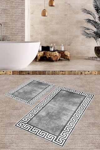 West Home Dijital Baskı Yıkanabilir Kaymaz Taban Salon Halısı Mutfak Halısı Yolluk Ve Banyo Paspası Wh 281 Grey