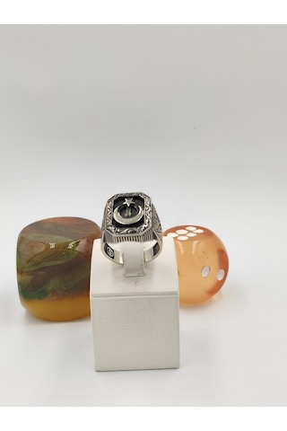 Ay Yıldız Taşsız 925 Ayar 24 Mm 17,60 G. Erkek Yüzüğü Gümüş
