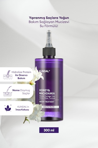 Yoğun Bakım Sağlayan Sıvı Saç Kremi Kundal Miracle Damage Care Water Treatment 300ml White Musk