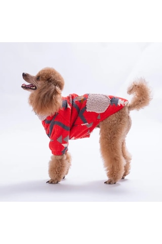 Pawstar Kırmızı Chicago Ethnic Weave Küçük Irk Köpek Pofuduk Ceket