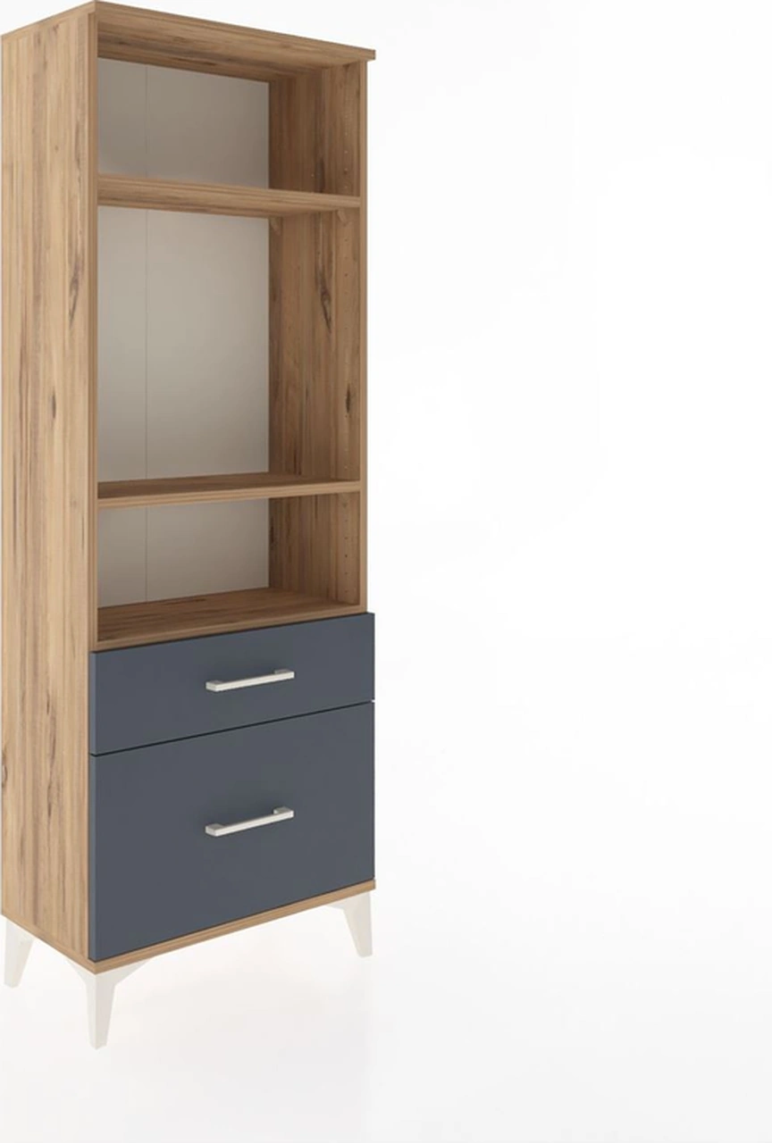 Arges Dolap 3 Raflı 2 Çekmeceli 60x30x163 Çam-antrasit Çam
