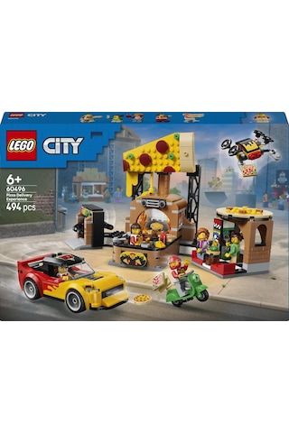 LEGO® City Araçlarla Pizza Dağıtım Deneyimi 60496 - 6 Yaş ve Üzeri Çocuklar için 4 Minifigür İçeren Oyuncak Yapım Seti (494 Parça)