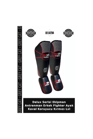 Delux Serisi Ekipman Antrenman Erkek Fighter Ayak Kaval Koruyucu Kırmızı Lxl
