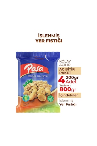 Paşa Kuruyemiş İşlenmiş Yer Fıstığı 4 x 200 G