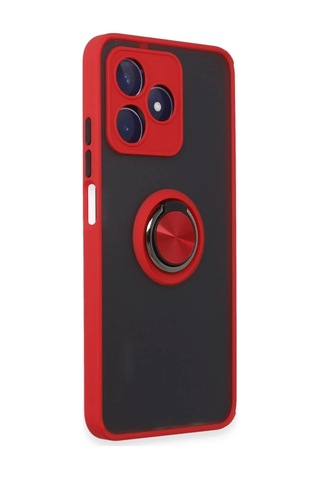 Realme C53 Uyumlu Kılıf Montreal Yüzüklü Silikon Kapak - Kırmızı