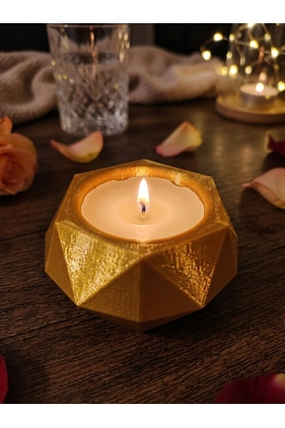Tealight Mumluk – Dekoratif – Geometrik Desenli Modern Ev Dekoru 3 Lü Set