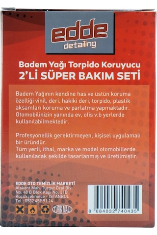 Araba Araç Oto Torpido Koruyucu Koruma Badem Yağı Ve Torpido Süngeri 2'li Set