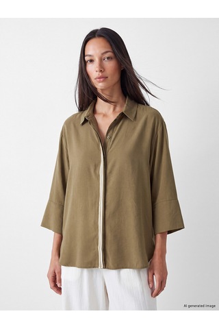 Lcw Studıo Haki Oversize Kadın Gömlek