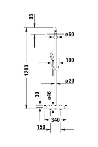Duravit - C.1 Termostatik Duş Bataryalı Duş Sistemi - C14280008010- Krom