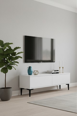 Tsa1299b Aplos Tv Stand, Tv Sehpası Beyaz 120cm