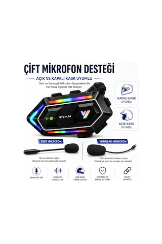 Motosiklet Kask Bluetooth İntercom Kask İnterkom Çift Mikrofonlu 300m Hd Ses