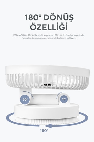 Everest Efn-600 Masaüstü Taşınabilir Şarjlı Beyaz 2000mah Usb Fan