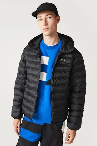 Lacoste Syntehic Fill Jacket Sabit Kapüşonlu Erkek Şişme Mont Siyah Siyah