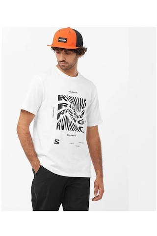 Salomon Runnıng Graphıc Ss Tee M Whıte// Koşu T-shırt Lc2218900 001