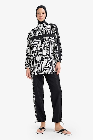 DeFacto Regular Fit Su İtici 3'lü Desenli Burkini Tesettür Mayo Takım E7996AX25HSBK81