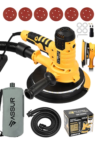 Assur ASR418-02-52 850 W Ledli Toz Emmeli Zımpara Makinesi Sarı