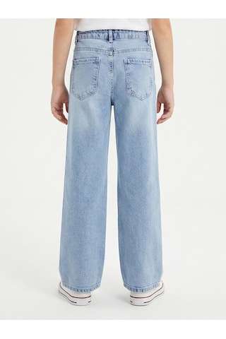 Xo Kids Kız Çocuk Çiçek Nakışlı Jean Pantolon 4-13 Yaş 26164 Mavi