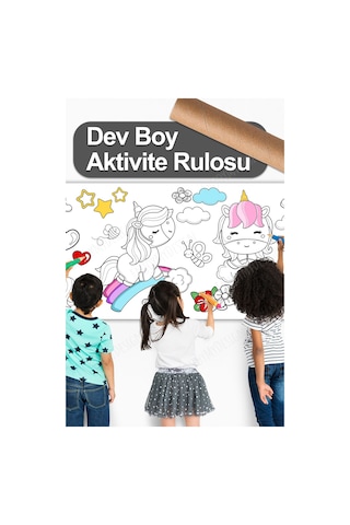 Melolisa Dev Boyama Unicorn Temalı Bebek, Kreş Ve Çocuk Aktivite Ve Boyama Rulosu - Kids Coloring Roll