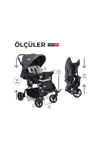 Tommybaby Elegant Çift Yönlü Bebek Arabası Antrasit