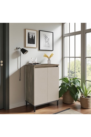 Robin Home Çok Amaçlı Dolap Ayakkabılık Metal Ayaklı Kahverengi