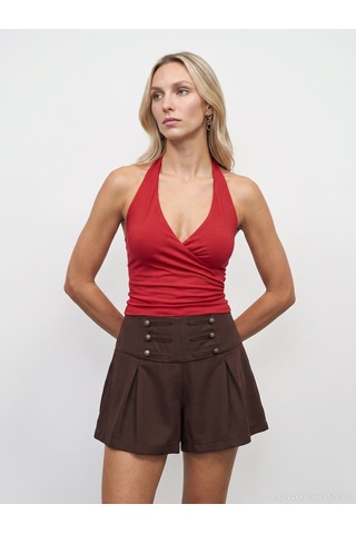 Dilvin 21268 Halter Top-kırmızı