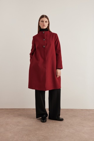 Aker 24aw08579112 Büyük Beden Kaban 24aw08579112 018 Bordo Bordo