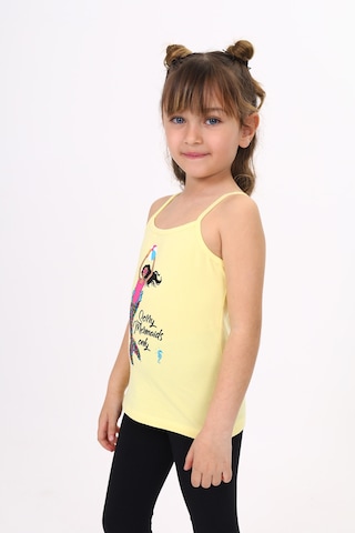 Toontoy Kids Toontoy Kız Çocuk Deniz Kızı Baskılı Pul İşlemeli Atlet Sarı
