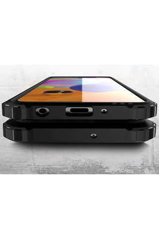 Noktaks - Samsung Galaxy Uyumlu A31 - Kılıf Çift Katman Zırh Tank Crash Military Kapak - Gold