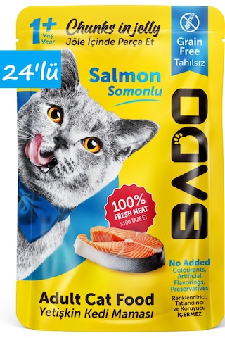 Bado Yetişkin Yaş Kedi Maması Somonlu 85gr 24'lü