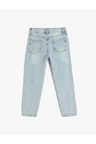 Koton Pamuklu Beli Ayarlanabilir Lastikli Denim Pantolon Lıght Indıgo 5skb40015td Açık Mavi