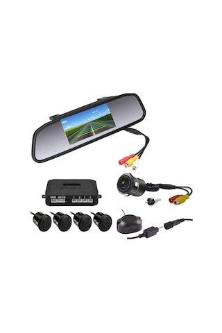 Gpr Kameralı Park Sensörü 4.3 'Ayna Ekranlı Sıyah Sensör Full Set