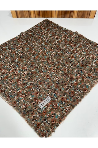 Poloist Desenli Flamalı Keten Eşarp- 05653 Kahverengi