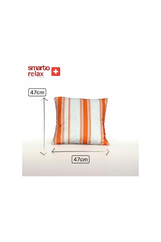 Smarto Relax Içi Dolgulu Kırlent 45x45 Cm Kare Salon & Berjer Kırlenti - Smr-kır-018 Beyaz - Turuncu
