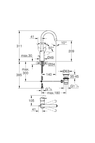 Grohe Bauedge Lavabo Bataryası  L-Boyut- 23760000